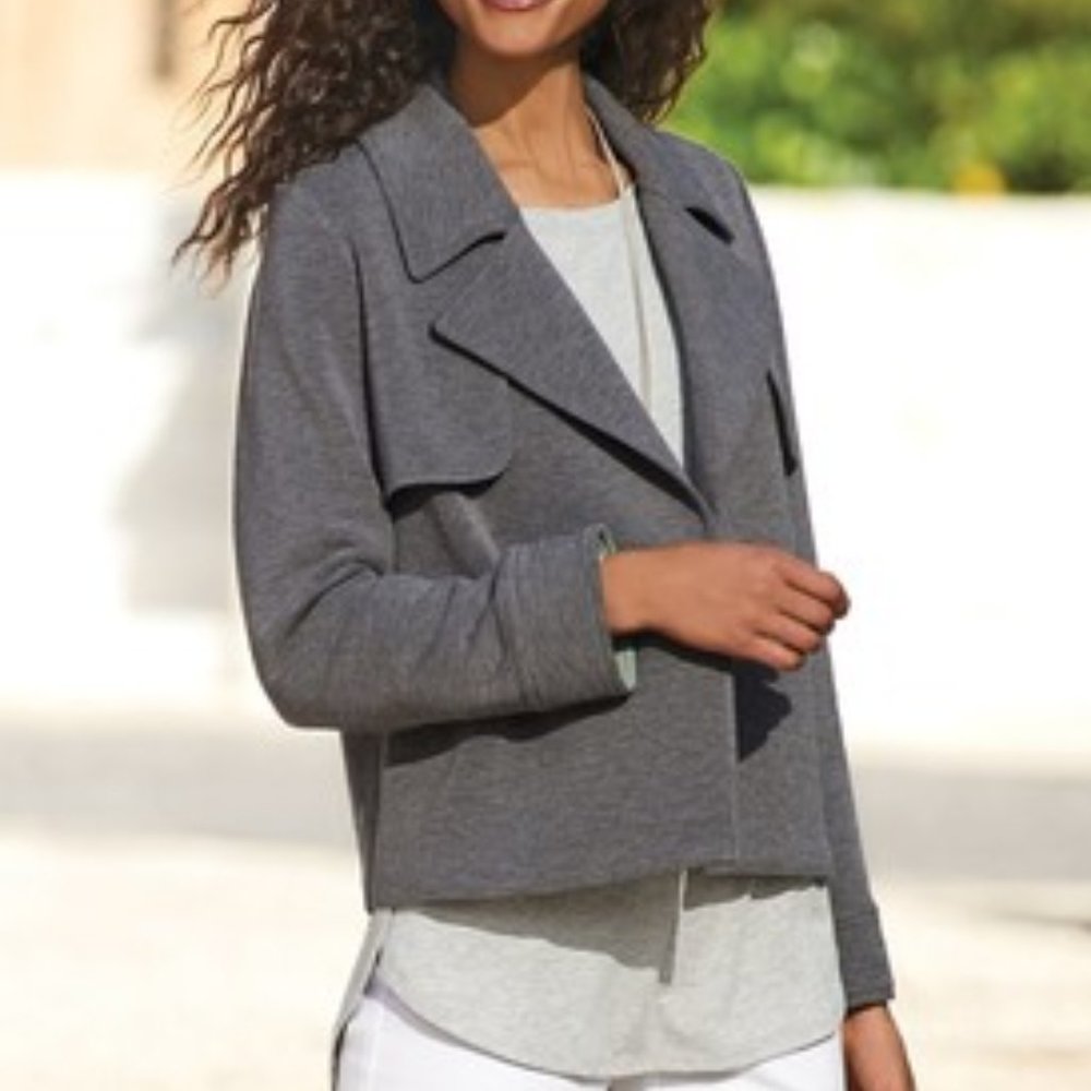 Soft Surroundings Gray Open Front Blazer Jacket